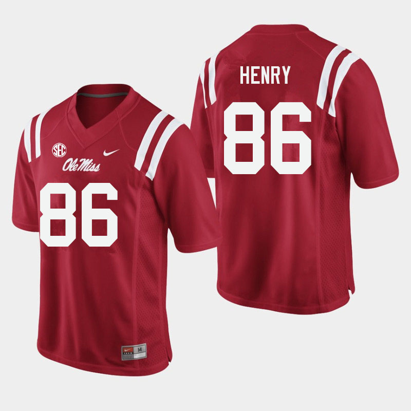 Men #86 JJ Henry Ole Miss Rebels College Football Jerseys Sale-Red